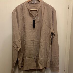 Men's Casual Button Down Shirt - Tan